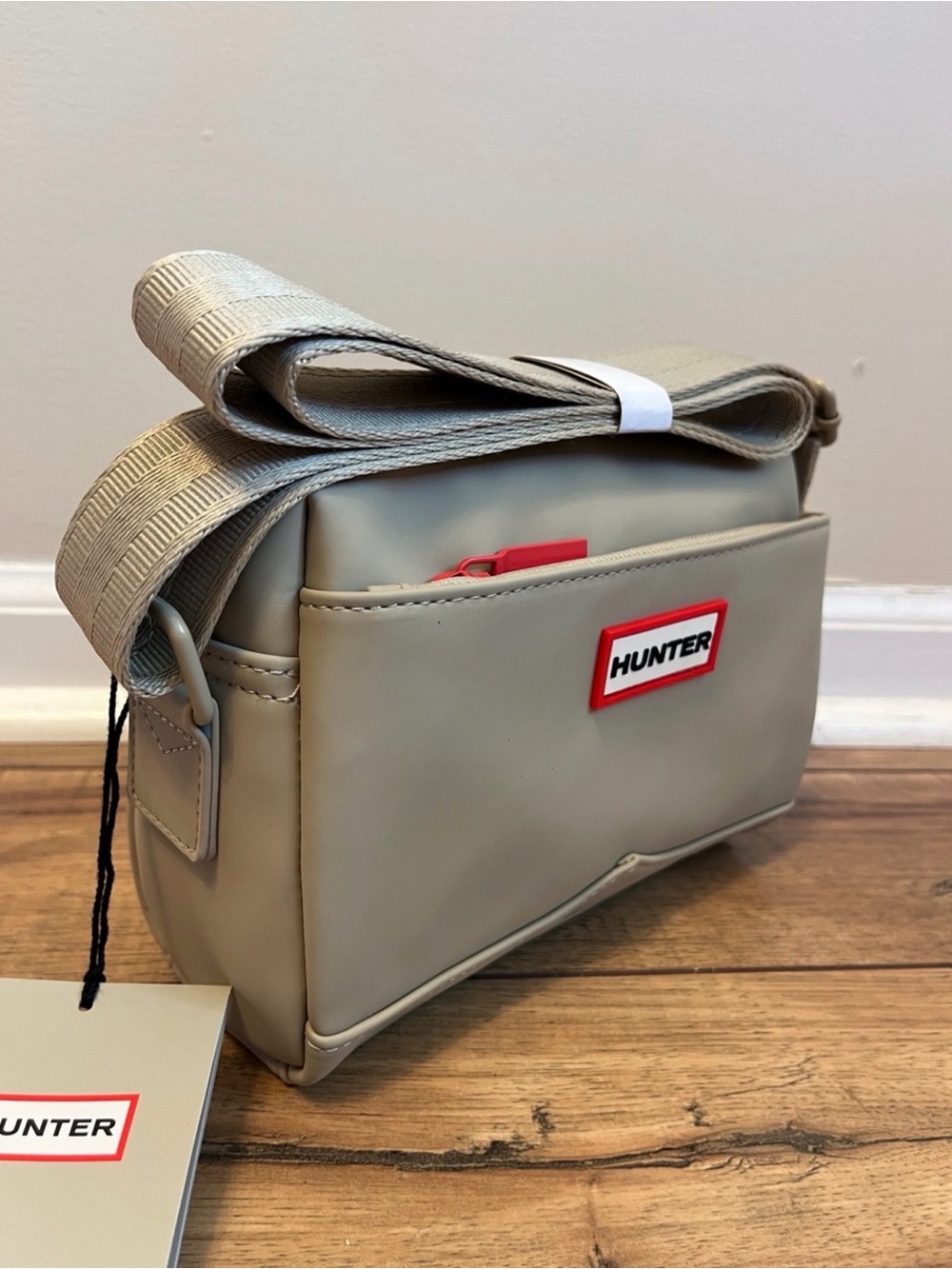 Hunter Taupe Crossbody Bag with Red Logo Patch - Picture 7 of 7